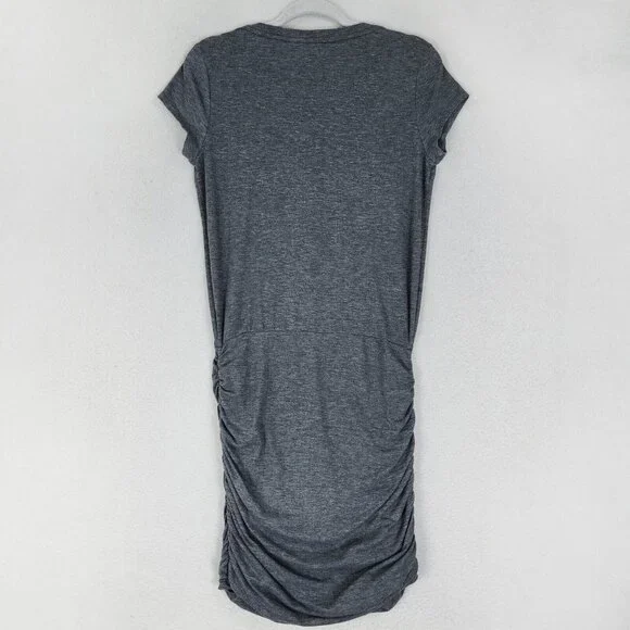 Athleta Dress Womens Small Gray Topanga Ruched T Shirt Stretch V Neck Casual - Picture 11 of 12